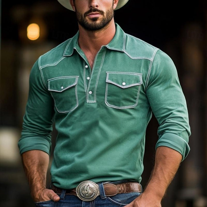 Easton | Men's Suede Long Sleeve Polo Shirt