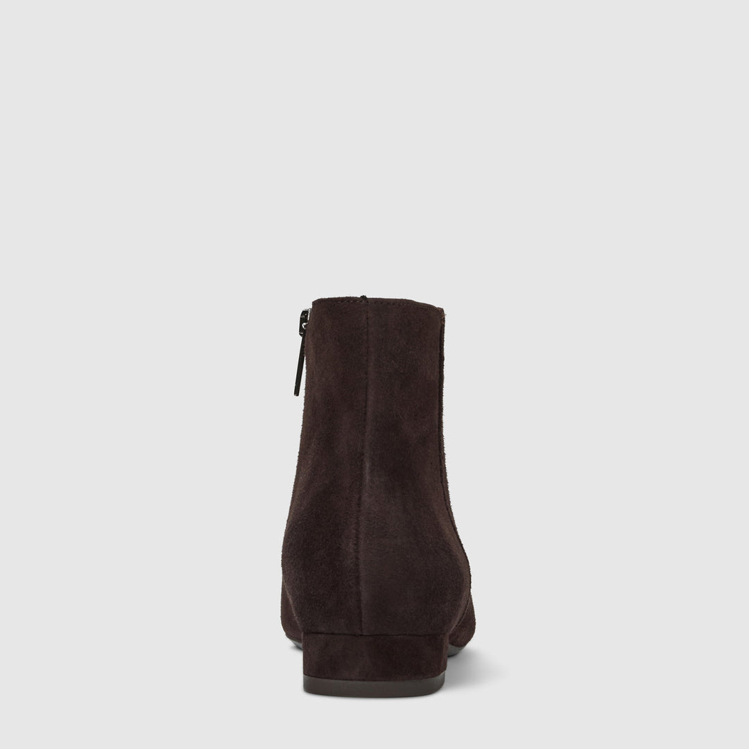Women's brown suede ankle boots with low block heel