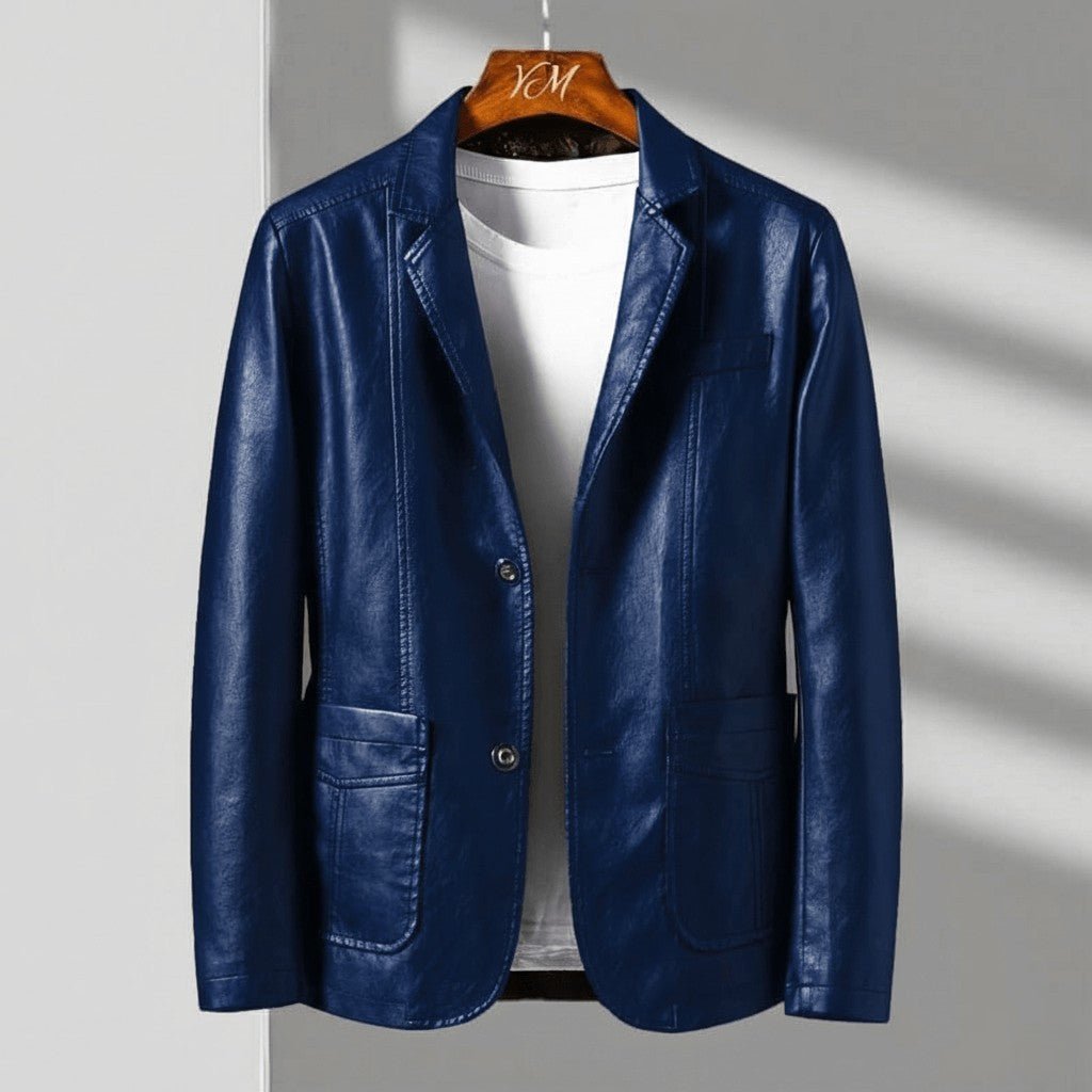 Men's blazer jacket with notched lapels, long sleeves and patch pockets