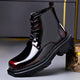 Lace-up ankle boot with a polished upper, rounded toe and chunky tread sole