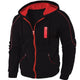 Men's hooded full-zip jacket with contrast trim, zipped pockets and long sleeves