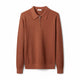 Long-sleeved knitted polo sweater with collared half-zip neckline