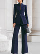 Women's high-collar blazer and wide-leg trouser set