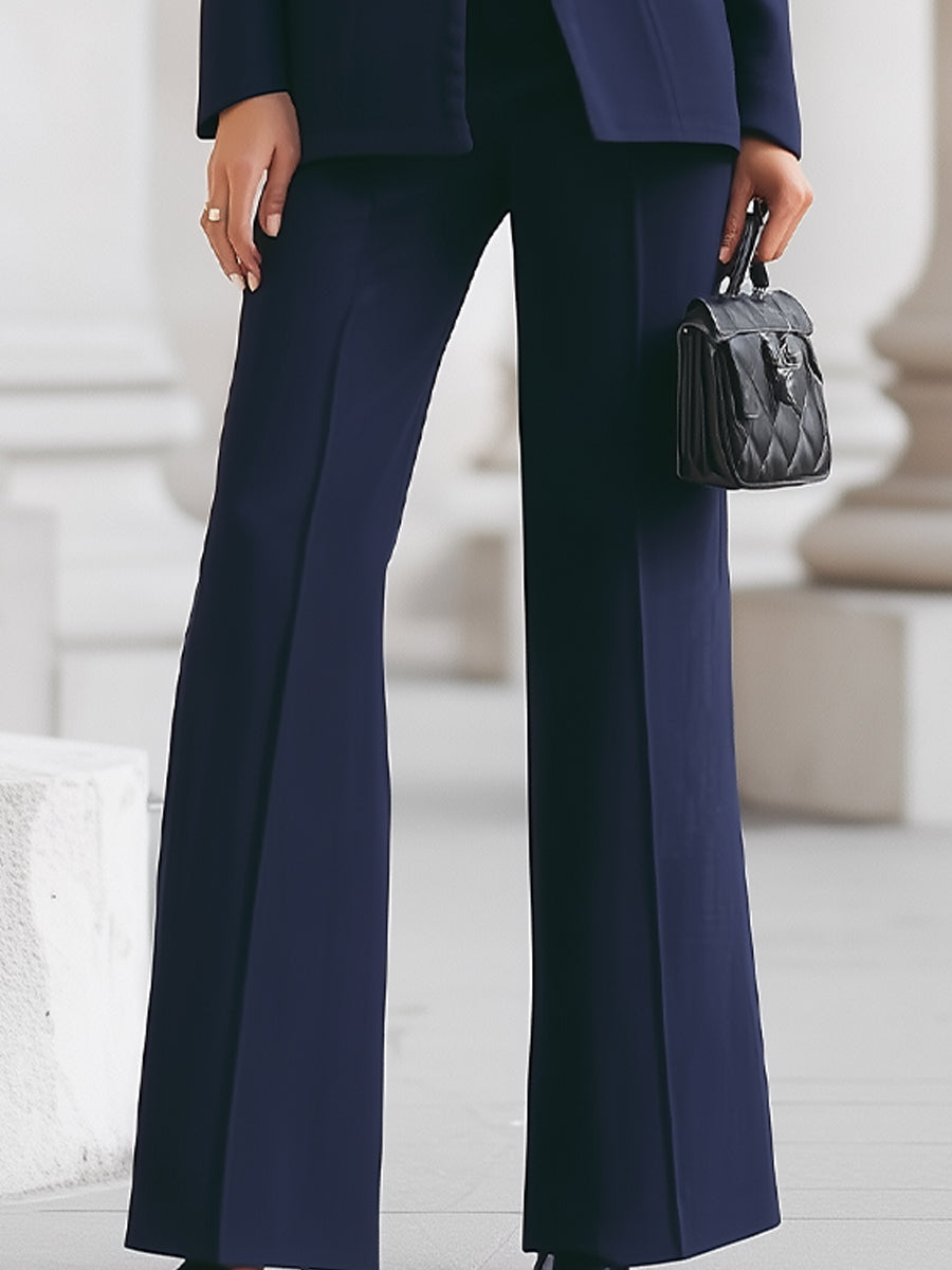 Women's high-collar blazer and wide-leg trouser set