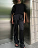 Women's high waist wide leg trousers with drawstring waist and full-length legs