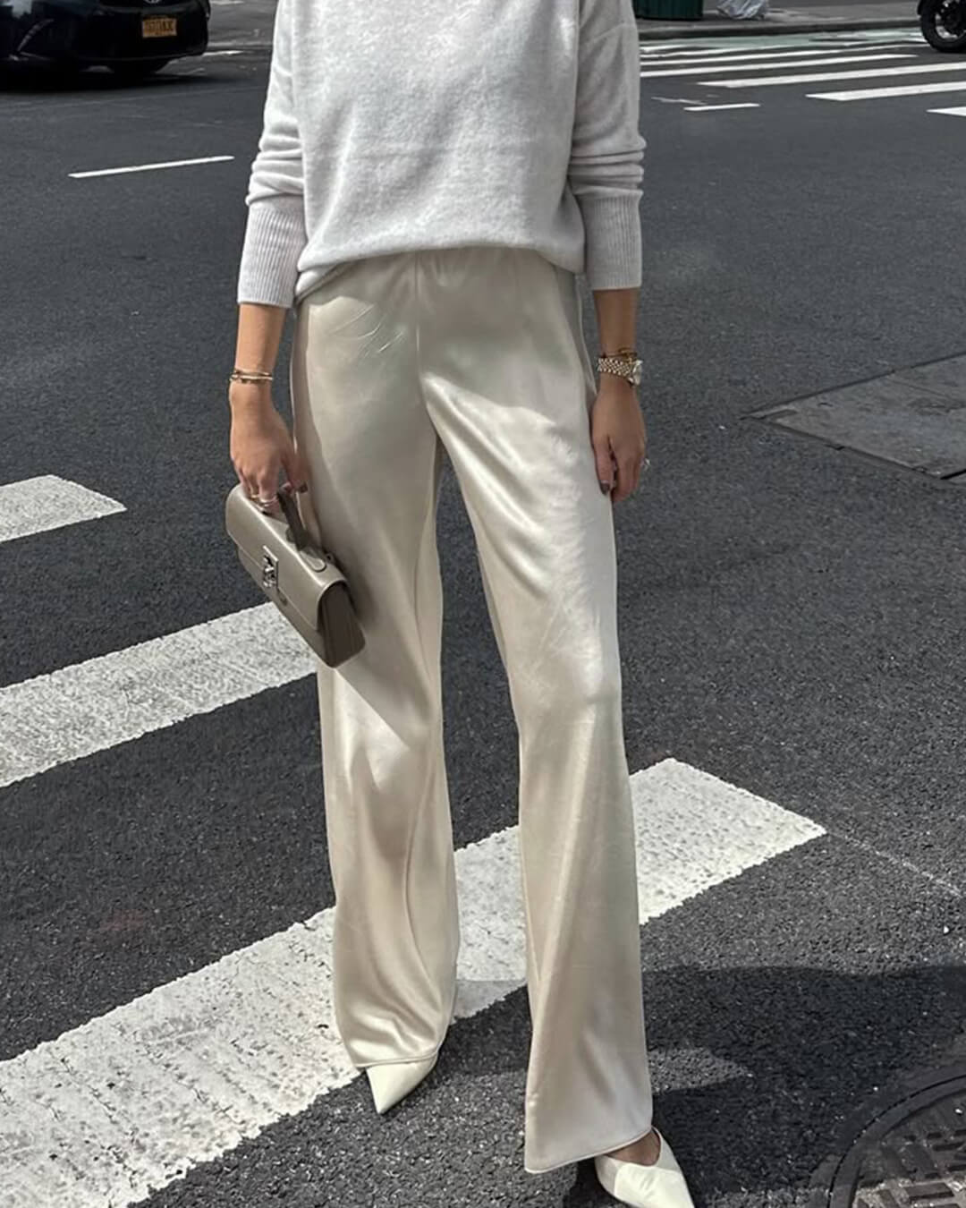 Women's high waist wide leg trousers with drawstring waist and full-length legs