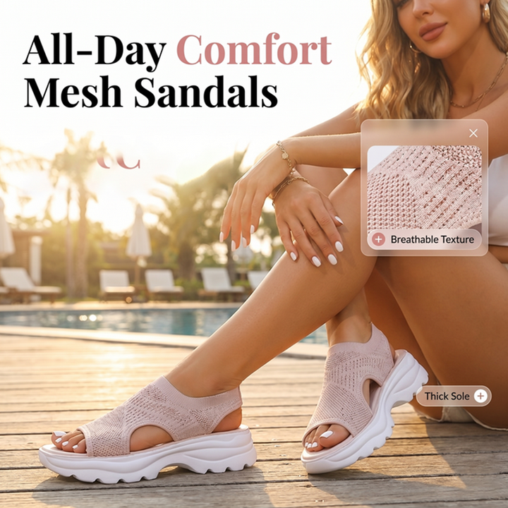 Women's mesh platform sandals in breathable slip-on design