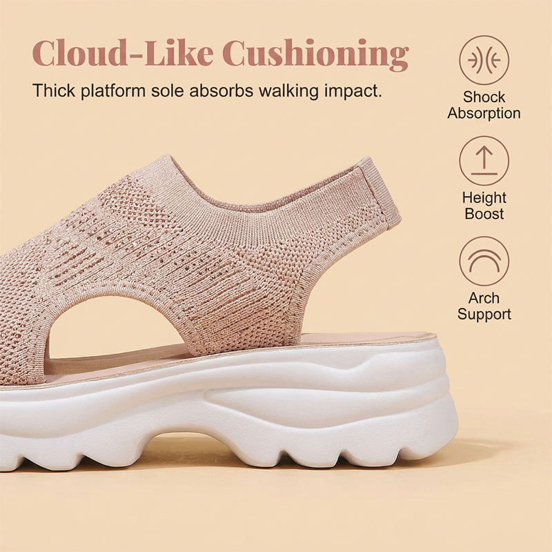 Women's mesh platform sandals in breathable slip-on design