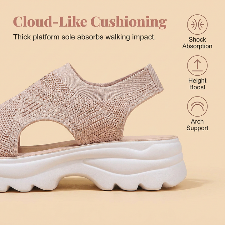Women's mesh platform sandals in breathable slip-on design