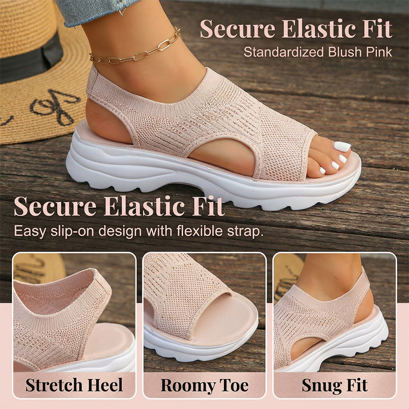 Women's mesh platform sandals in breathable slip-on design