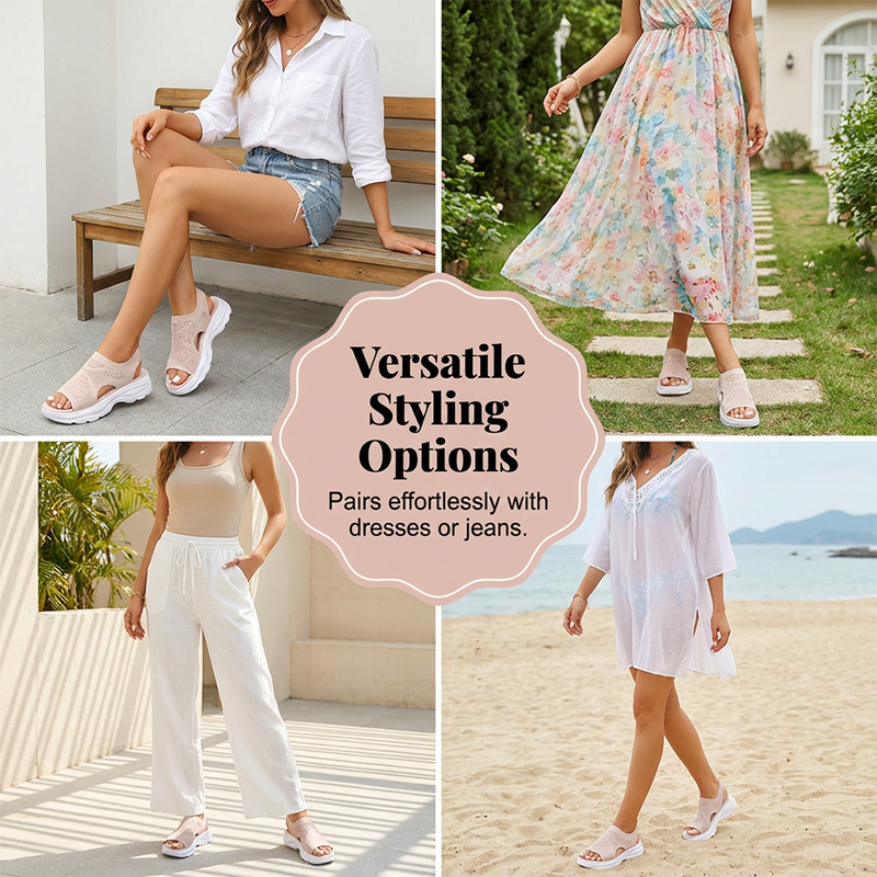 Women's mesh platform sandals in breathable slip-on design