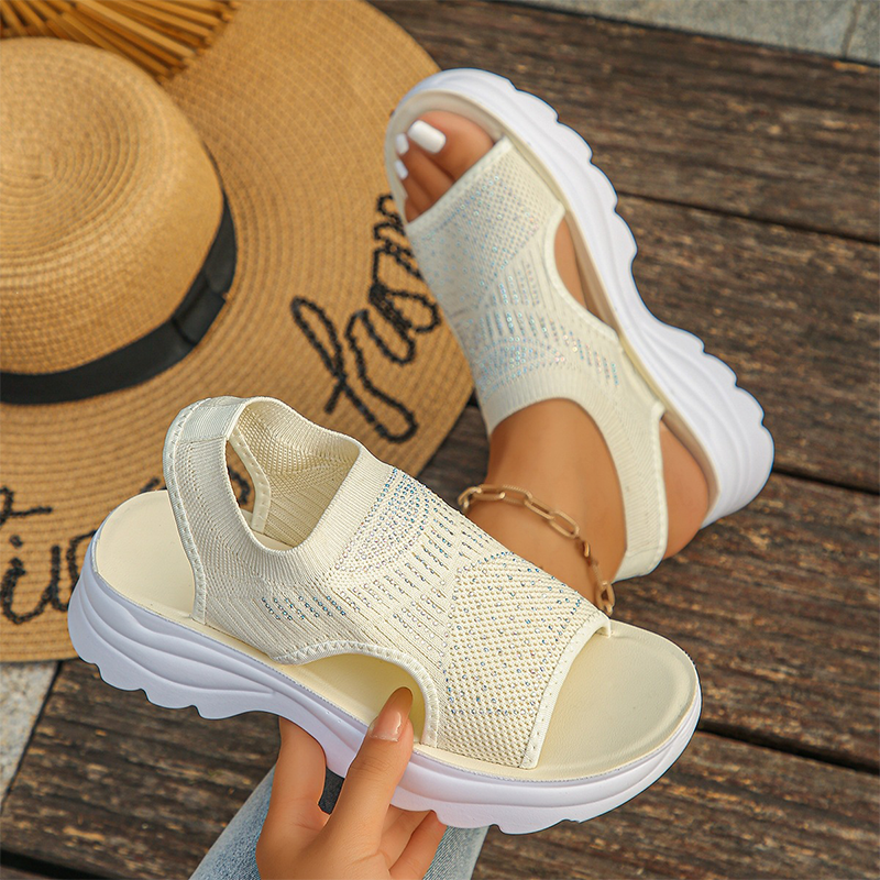 Women's mesh platform sandals in breathable slip-on design