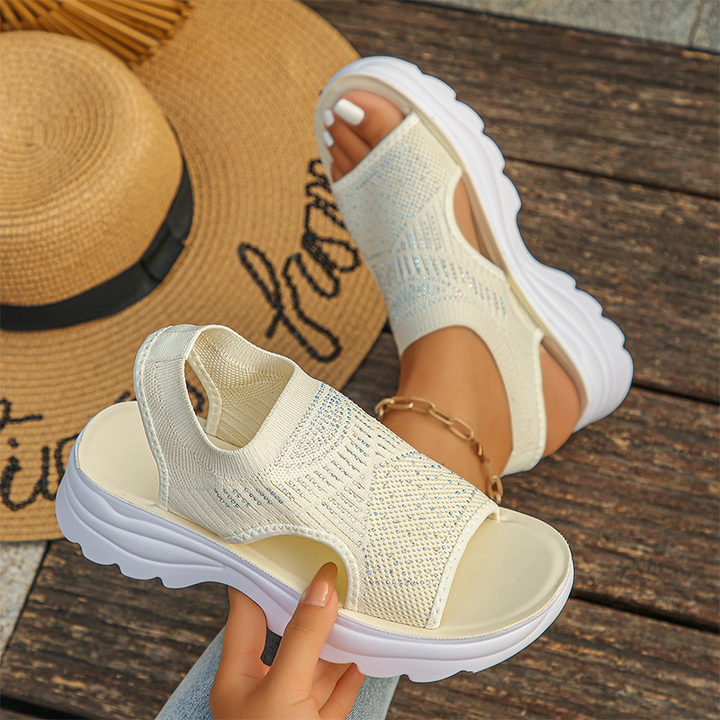 Women's mesh platform sandals in breathable slip-on design