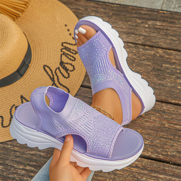 Women's mesh platform sandals in breathable slip-on design