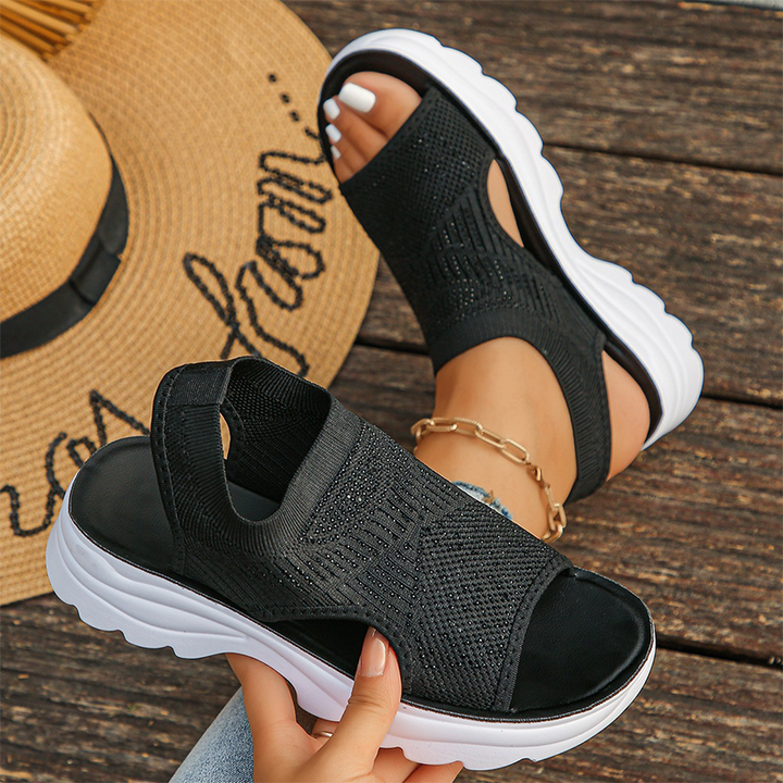 Women's mesh platform sandals in breathable slip-on design