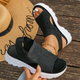 Women's mesh platform sandals in breathable slip-on design