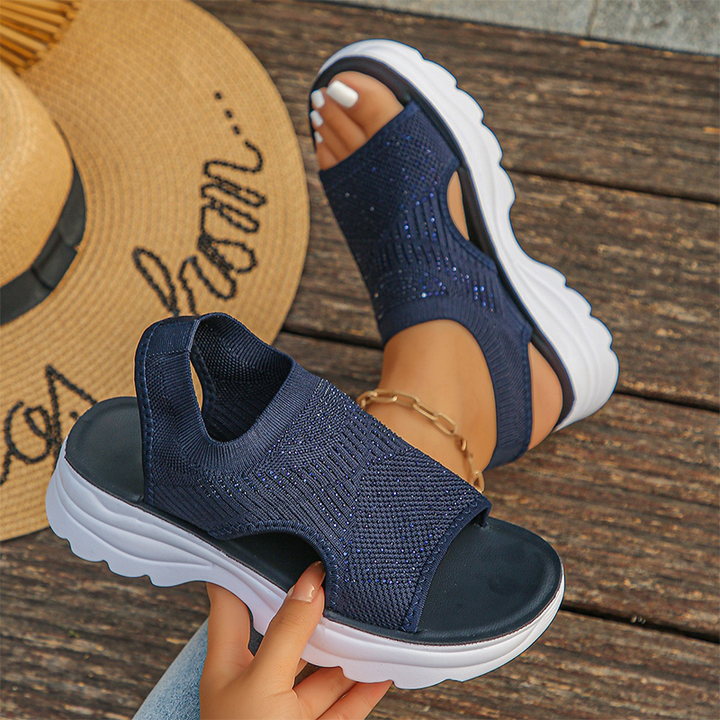 Women's mesh platform sandals in breathable slip-on design