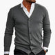 Men's V-neck button cardigan with long sleeves