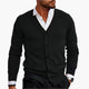 Men's V-neck button cardigan with long sleeves