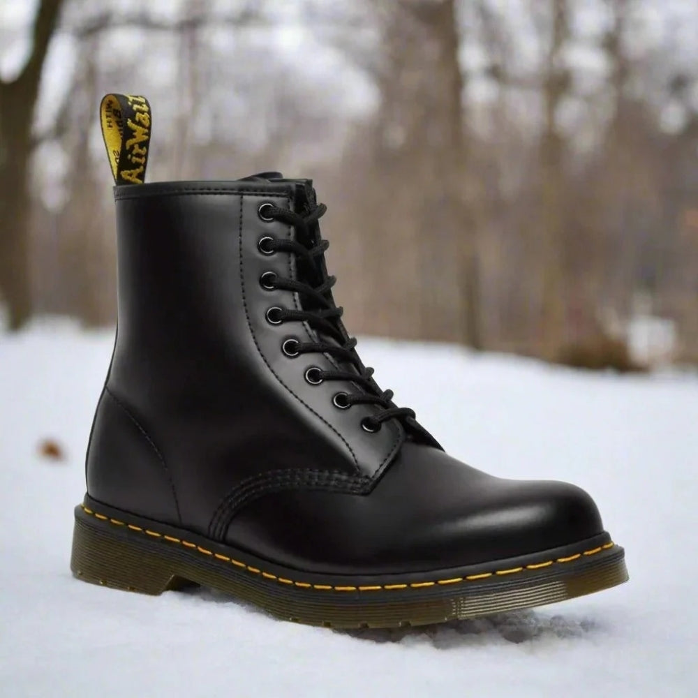 Women's lace-up ankle boot with round toe and lug sole