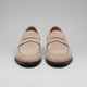 Men's suede penny loafers with round toes and low heels