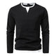 Long-sleeve men's Henley sweater with split neckline