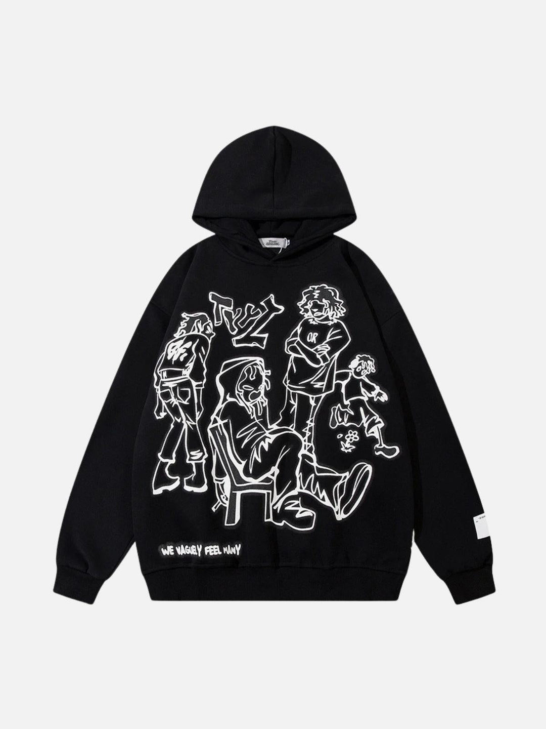 Unisex hooded sweatshirt with cartoon character graphic print