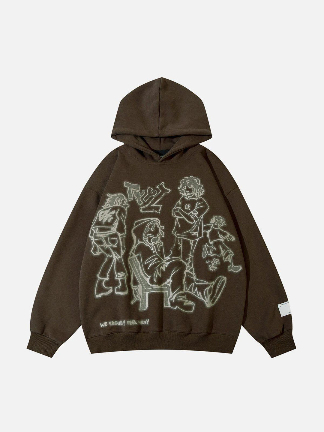 Unisex hooded sweatshirt with cartoon character graphic print