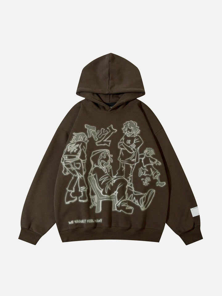Unisex hooded sweatshirt with cartoon character graphic print