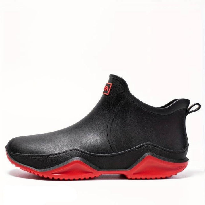 Women's slip-on round toe ankle boots with lug soles