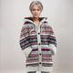 Women's multicoloured Nordic patterned hooded knit cardigan with buttons and front pockets