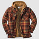 Men's plaid hooded jacket with quilted lining and chest pockets