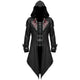 Men's hooded gothic coat with buckle fastenings and pointed tails