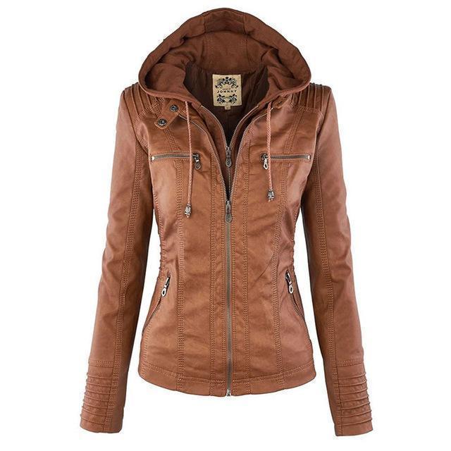 Women's fitted hooded jacket with zip fastening, chest pockets and long sleeves