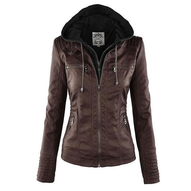 Women's fitted hooded jacket with zip fastening, chest pockets and long sleeves