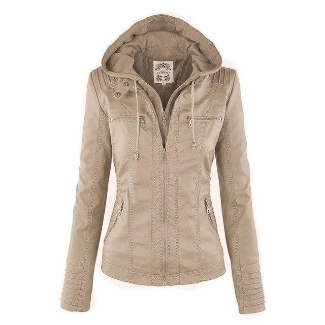 Women's fitted hooded jacket with zip fastening, chest pockets and long sleeves