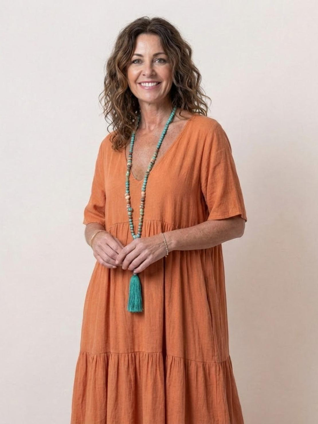 Women's Tiered Maxi Dress — V-Neck Boho Flowing Summer Dress