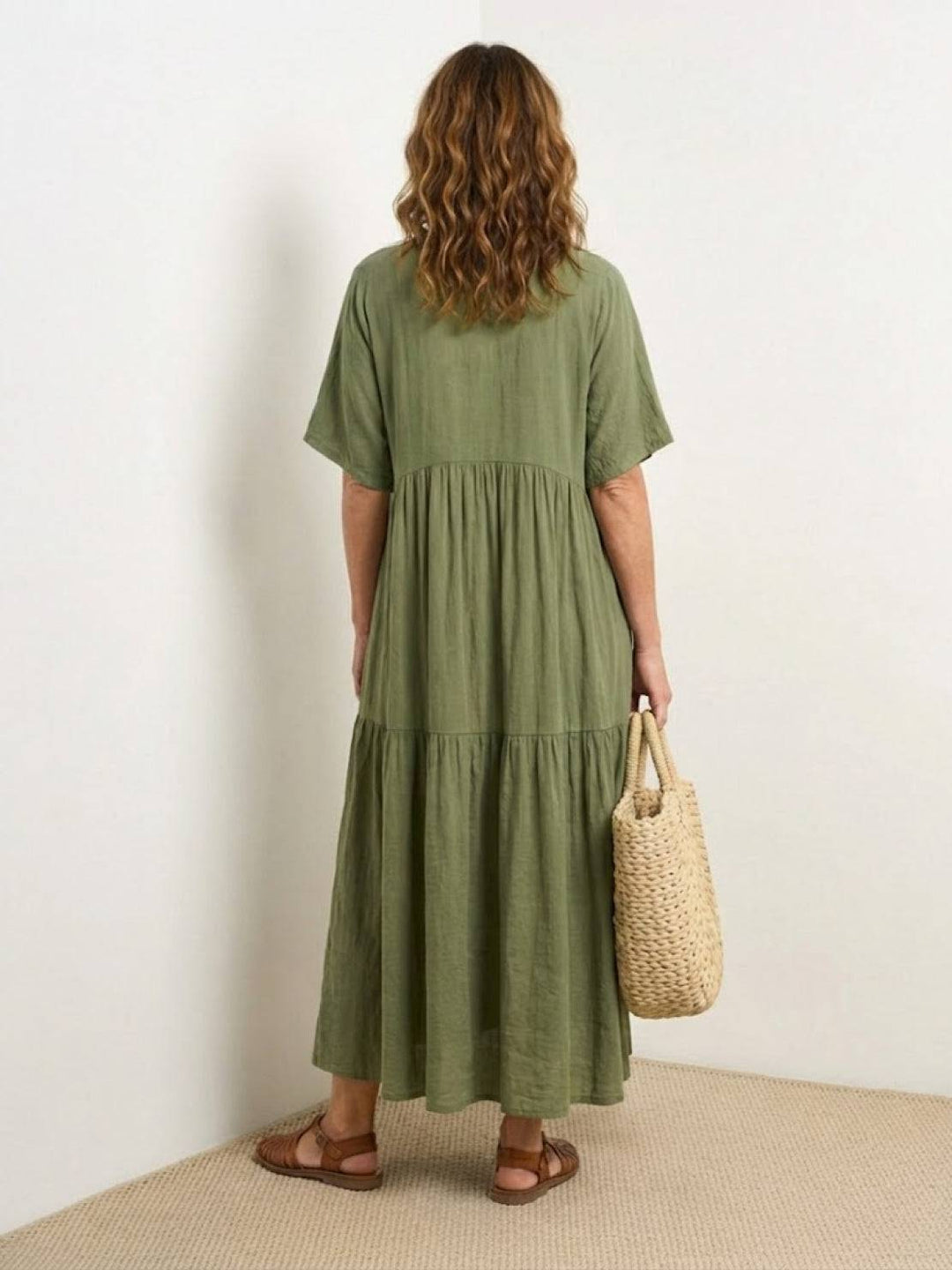 Women's Tiered Maxi Dress — V-Neck Boho Flowing Summer Dress