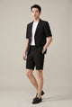 Men's rust textured short-sleeve blazer and matching shorts two-piece set