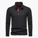 Men's long sleeve polo shirt with classic collar and button placket