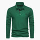 Men's long sleeve polo shirt with classic collar and button placket
