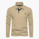Men's long sleeve polo shirt with classic collar and button placket