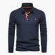 Men's long sleeve polo shirt with classic collar and button placket