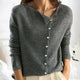 Women's long sleeve button front cardigan with round neckline
