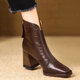 Women's ankle boots with almond toe and high block heel