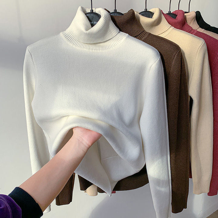 Women's long-sleeve turtleneck jumper with ribbed collar