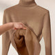Women's ribbed fleece-lined high-neck fitted sweater