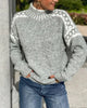 Women's mock-neck sweater with fair isle patterned yoke and long sleeves