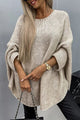 Women's oversized textured sweater with crew neckline and batwing sleeves