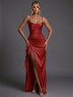 Women's Ruched Bodycon Maxi Dress — Sweetheart Spaghetti Strap Evening Dress